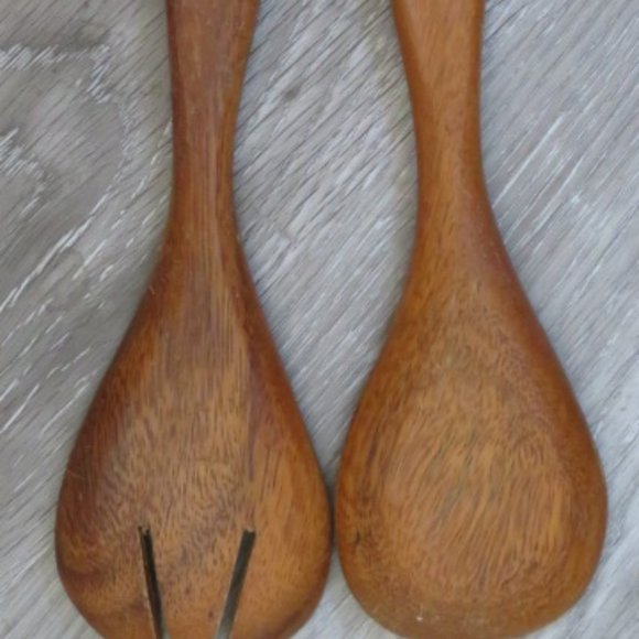 *Vintage* Royal Bamboo Wood 7 Piece Salad Set (K178) - Picture 7 of 7